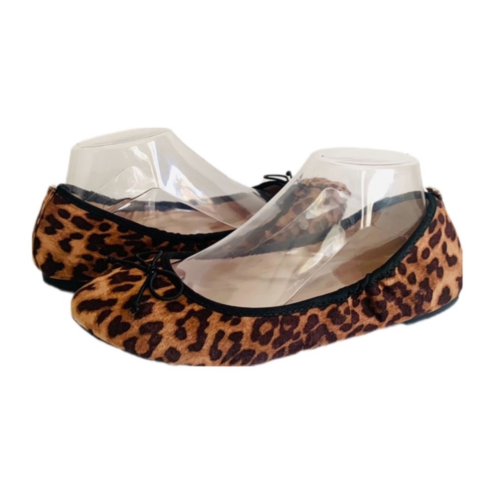 Libby Edelman Leopard Ballet Flat With Tie Front Size 9 Animal Print Mobwife